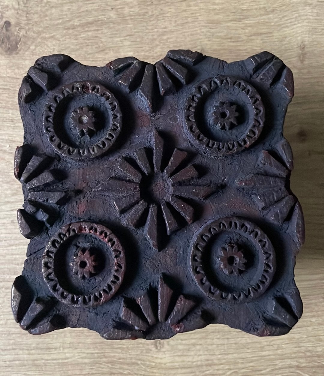 Prachthge houten stempel batik India hout, Ophalen of Verzenden, Zo goed als nieuw, Houten stempel