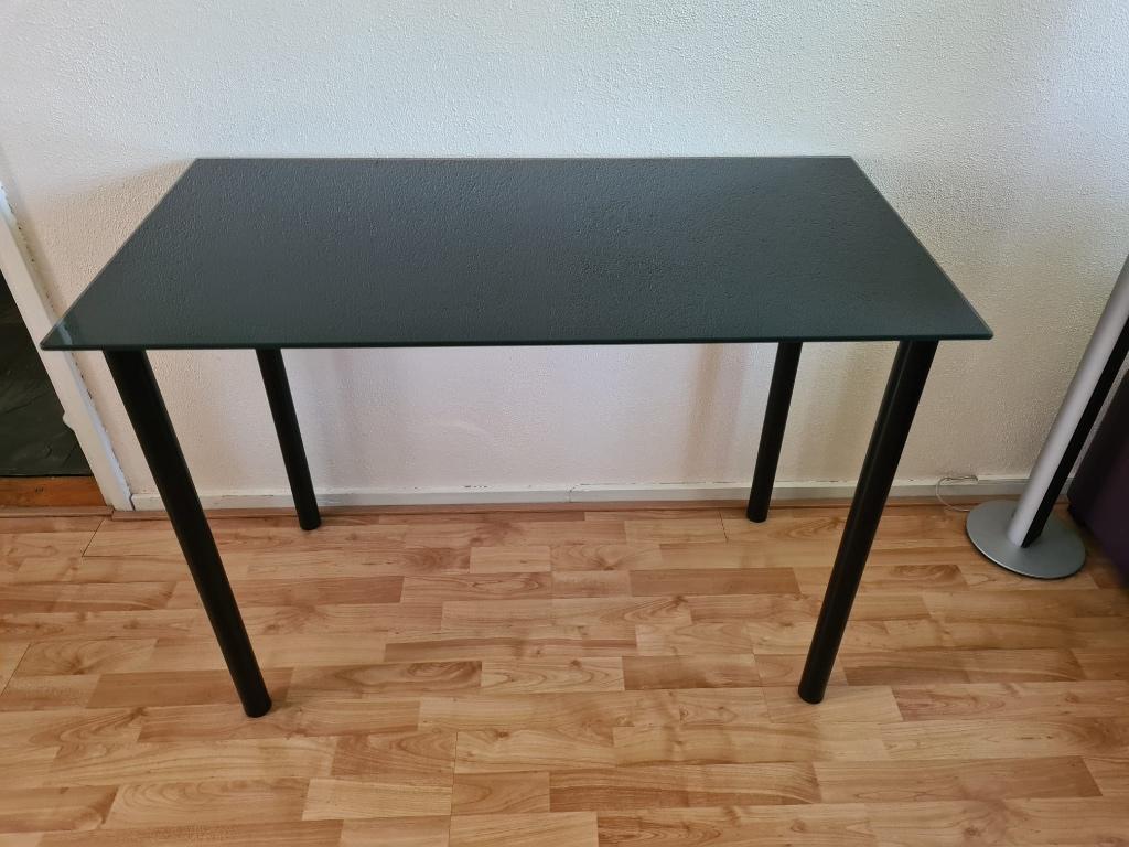 zwarte glazen tafel, Ophalen, Gebruikt, 100 tot 150 cm, 50 tot 75 cm