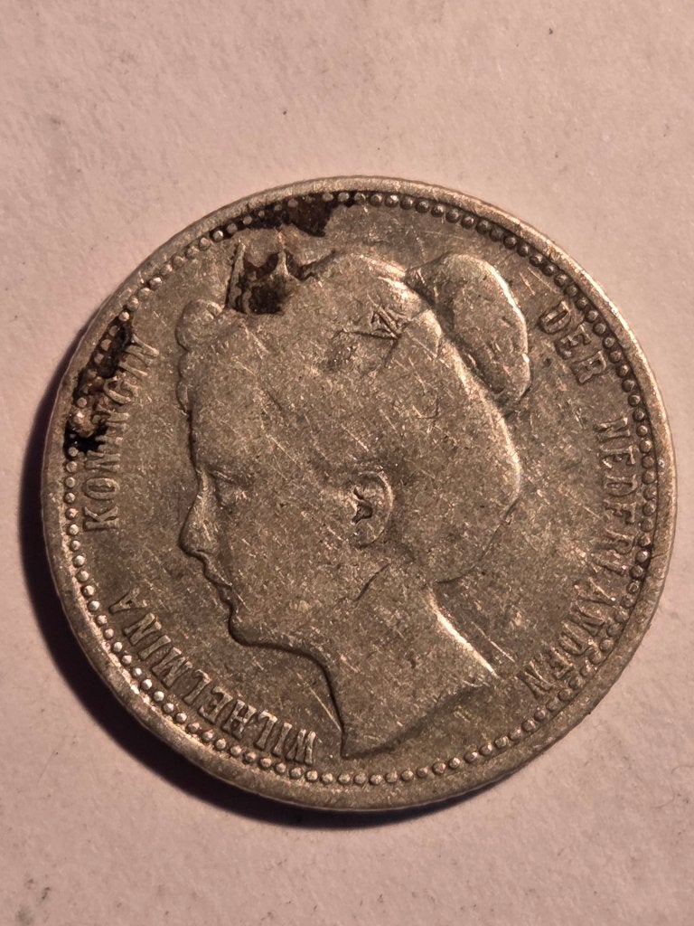 Kwartje 1901, Zilver, 25 cent, Ophalen of Verzenden, Koningin Wilhelmina