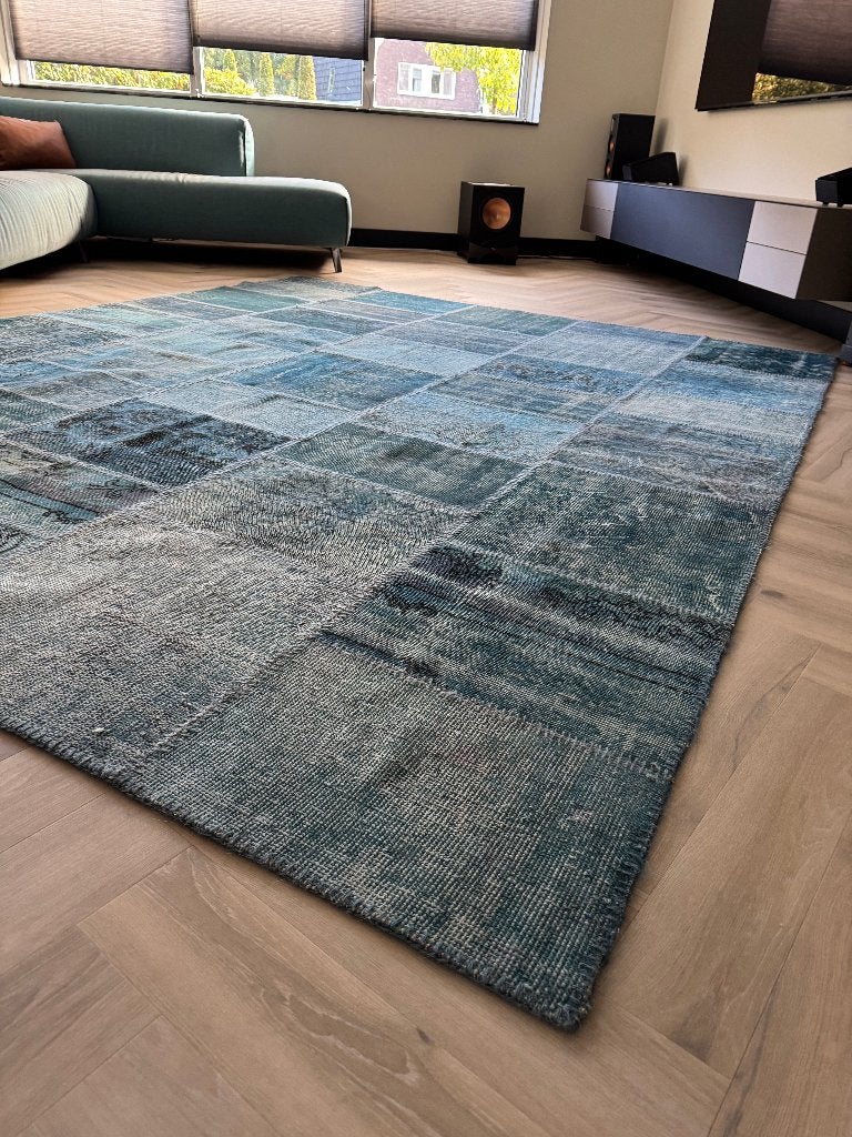 Exclusief handgemaakt Turks patchworktapijt, Ophalen, Vintage patchwork met oosterse invloeden en modern design, 200 cm of meer