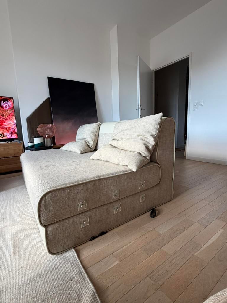 Design slaapbank Domodinamica Italiaans, Ophalen of Verzenden, Zo goed als nieuw, Tweepersoons, Beige