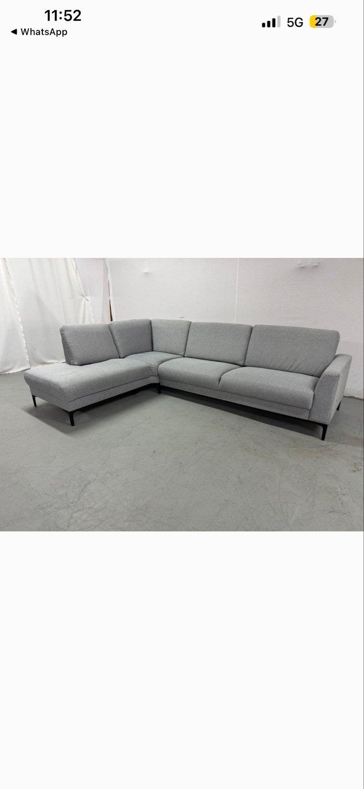 Moderne grijze hoekbank met chaise longue - Alleen Ophalen!, Ophalen of Verzenden, Gebruikt, Stof