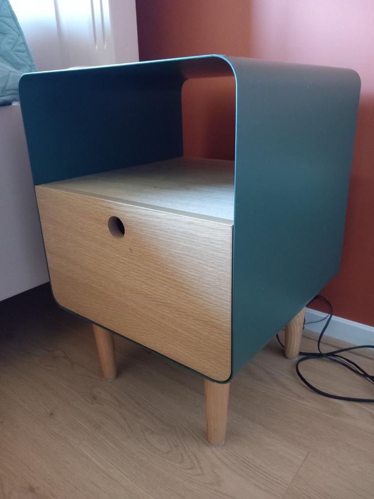 La Redoute Nachtkastje Joris - Essenfineer & Staal, Ophalen, Minder dan 45 cm, Zo goed als nieuw, Minder dan 55 cm