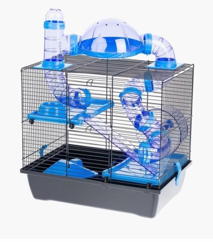 Hamsterkooi met toebehoren - Blauw, Dieren en Toebehoren, Knaagdieren en Konijnen | Hokken en Kooien, Ophalen, Minder dan 75 cm