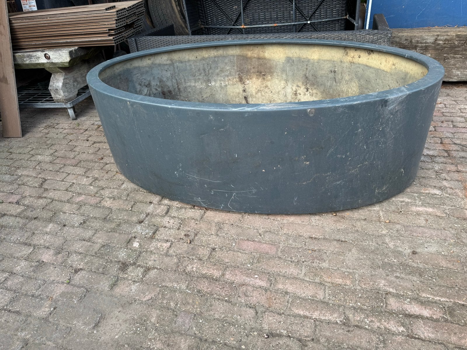 Grote ovale polyester plantenbak 200 x 120 x 60, Ophalen of Verzenden, Overige vormen, Kunststof, Tuin