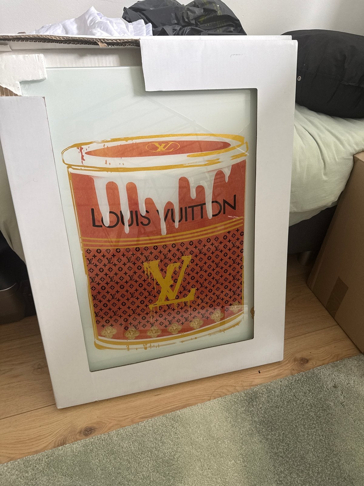 Louis Vuitton Glasschilderij, Antiek en Kunst, Kunst | Schilderijen | Modern, Ophalen, Overig onderwerp, Glas, Achter glas