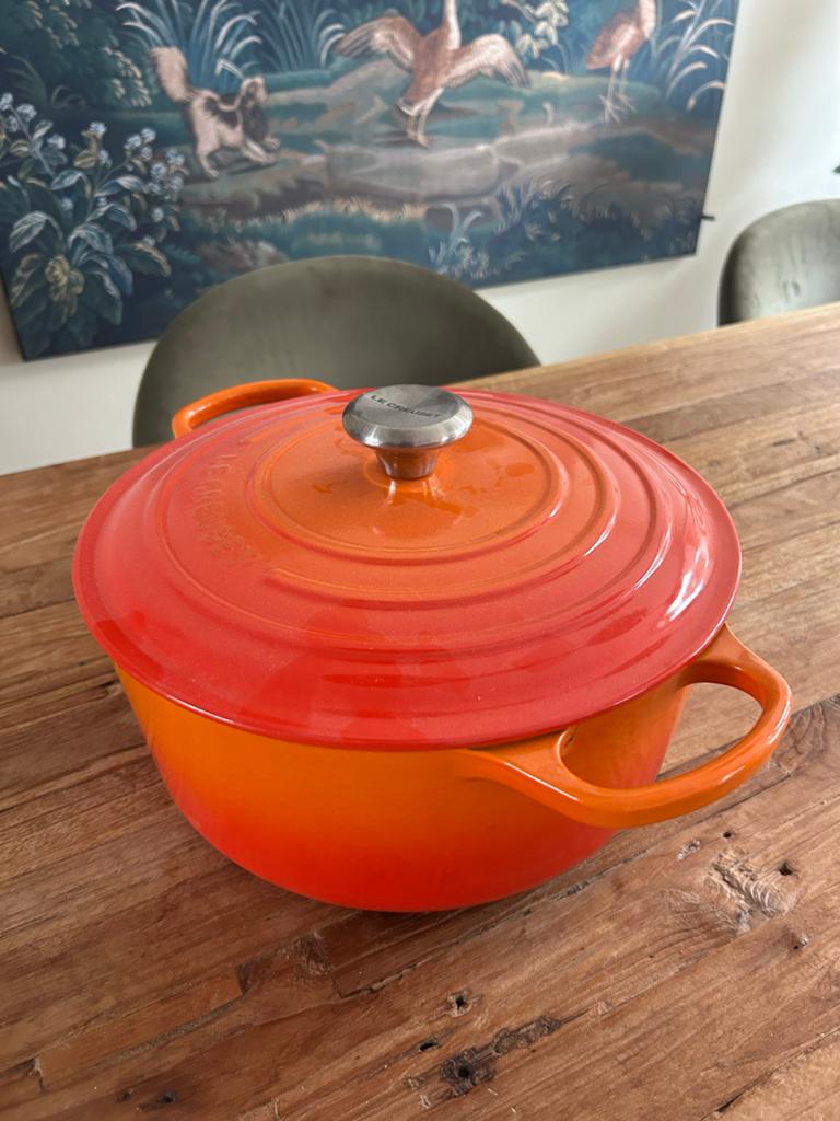 Le Creuset Gietijzeren Braadpan 28 cm Oranje, Ophalen, Zo goed als nieuw, Gietijzer, Koekenpan of Braadpan