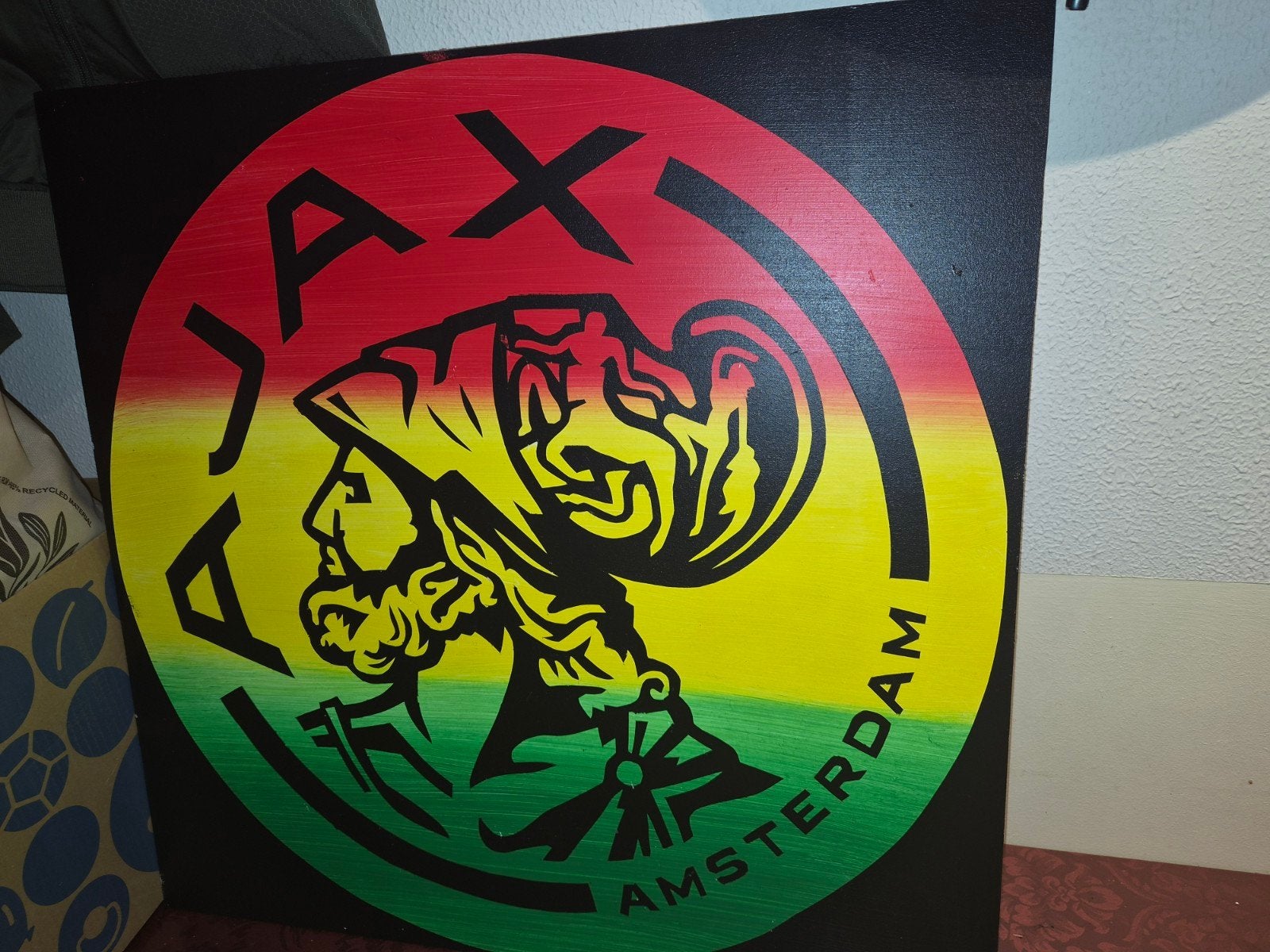 Ajax supporters schilderij - Uniek kunstwerk, Doek, Realistisch, Ophalen of Verzenden, Olieverf