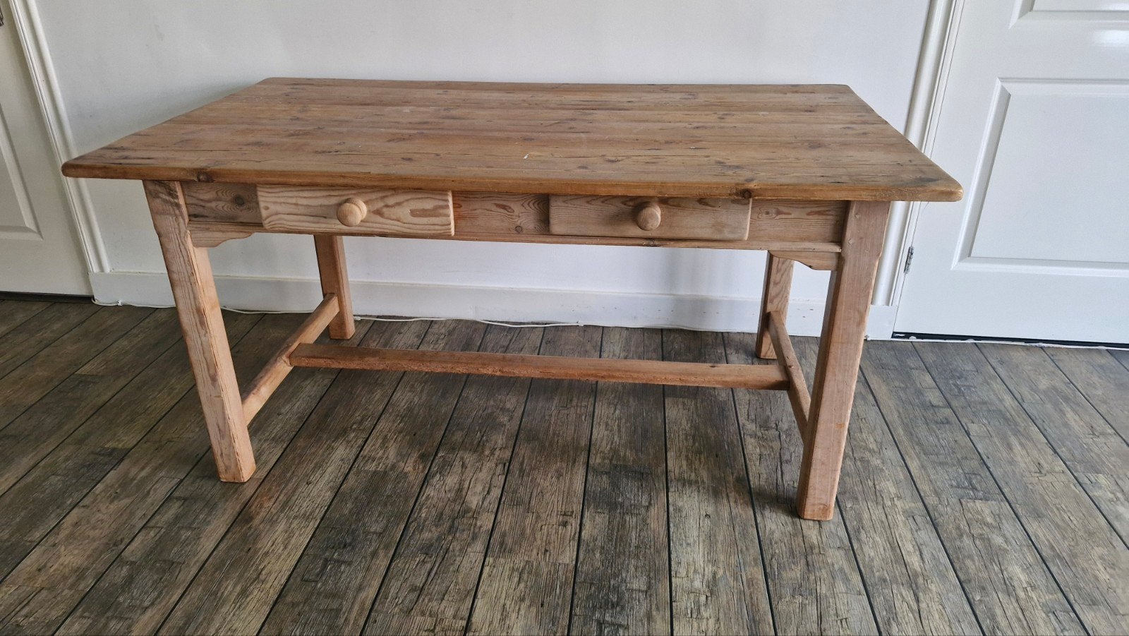 Rustieke grenen tafel met lades, Ophalen, Gebruikt, 75 cm of meer, 150 tot 200 cm