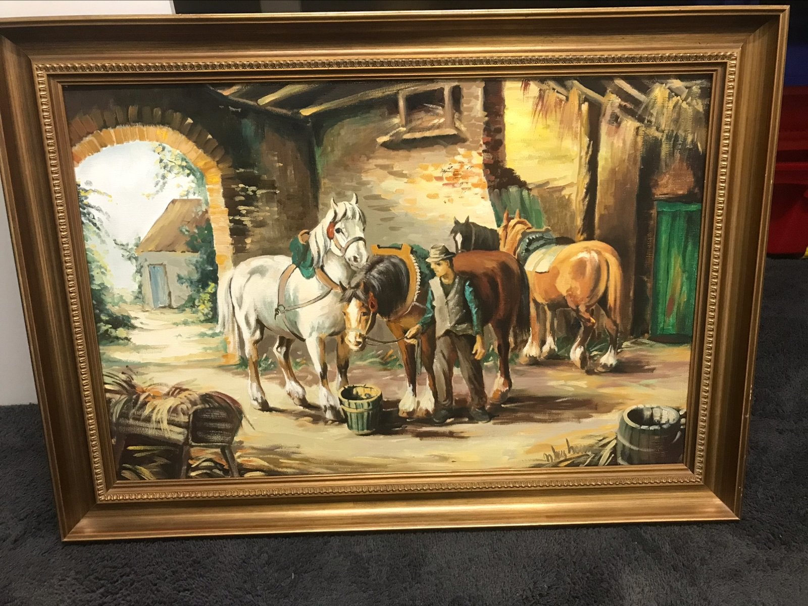 Paarden schilderij ink lijst, Ophalen