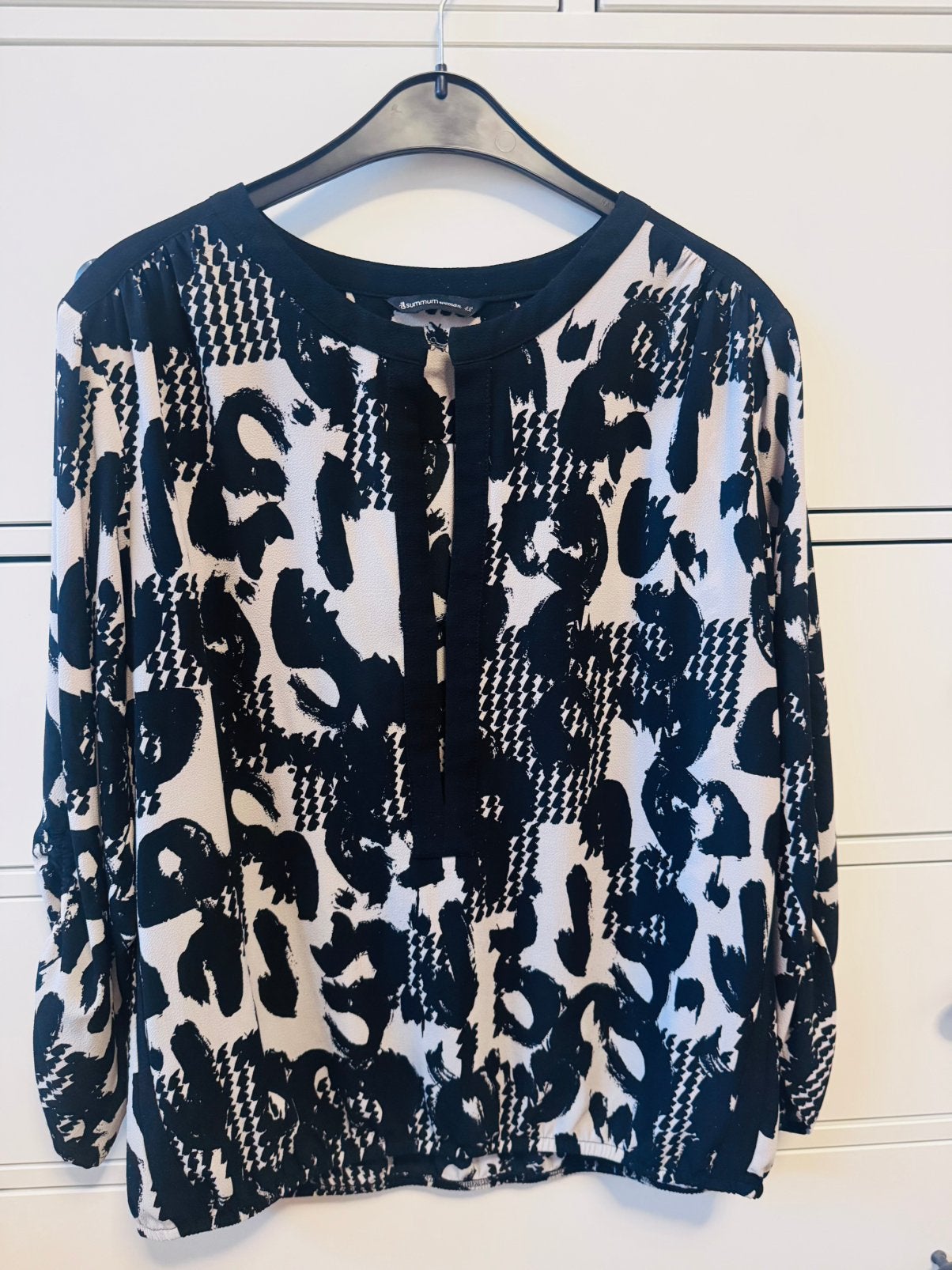 Summum Woman mooie zwart beige blouse maat 42, Verzenden, Zo goed als nieuw, Maat 42/44 (L), Zwart