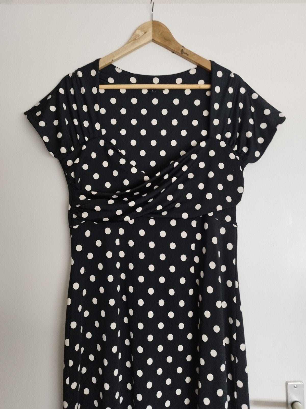 King Louie polkadot stippen jurk L 42 Zwart Wit, Kleding | Dames, Jurken, Verzenden, Zwart, Maat 42/44 (L), Zo goed als nieuw
