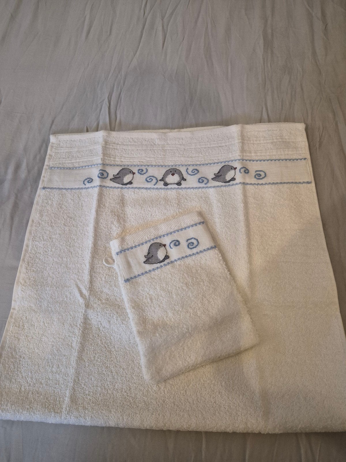 Geborduurde handdoek met washandje, Ophalen of Verzenden, Nieuw, Jongetje of Meisje, Zwem-accessoire