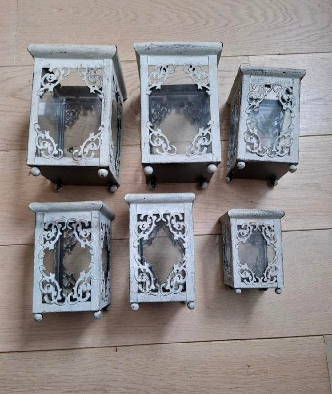 prachtige 3 delige set windlichten, Ophalen of Verzenden, Zo goed als nieuw, Metaal, Lantaarn