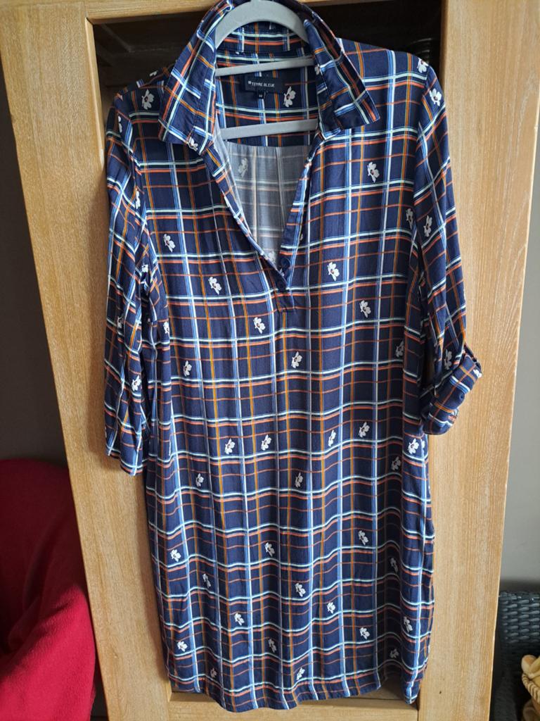 Terre Bleue jurk, maat 42/44, geruit met bloemen, Maat 42/44 (L), Ophalen of Verzenden, Gedragen, Terre Bleue