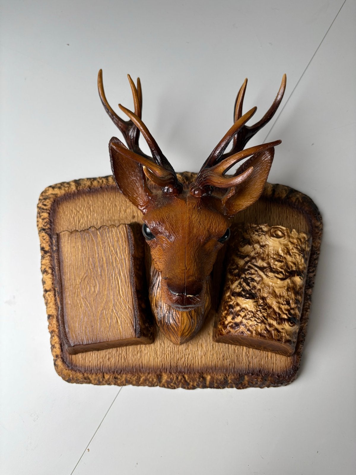 2 Vintage Hertenkoppen Wanddecoratie - Jachtdecoratie, Verzenden, Decoratieobject, Zo goed als nieuw, Kunststof