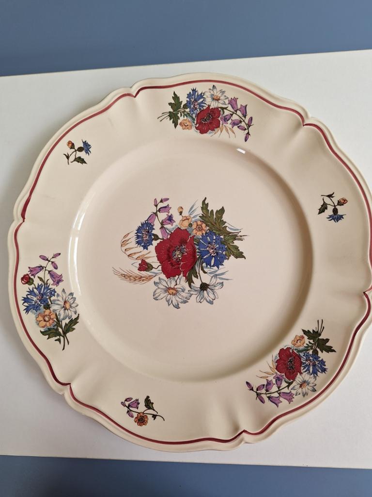 Groot decoratief bord met bloemen, Sarreguemines Agreste, Ophalen of Verzenden