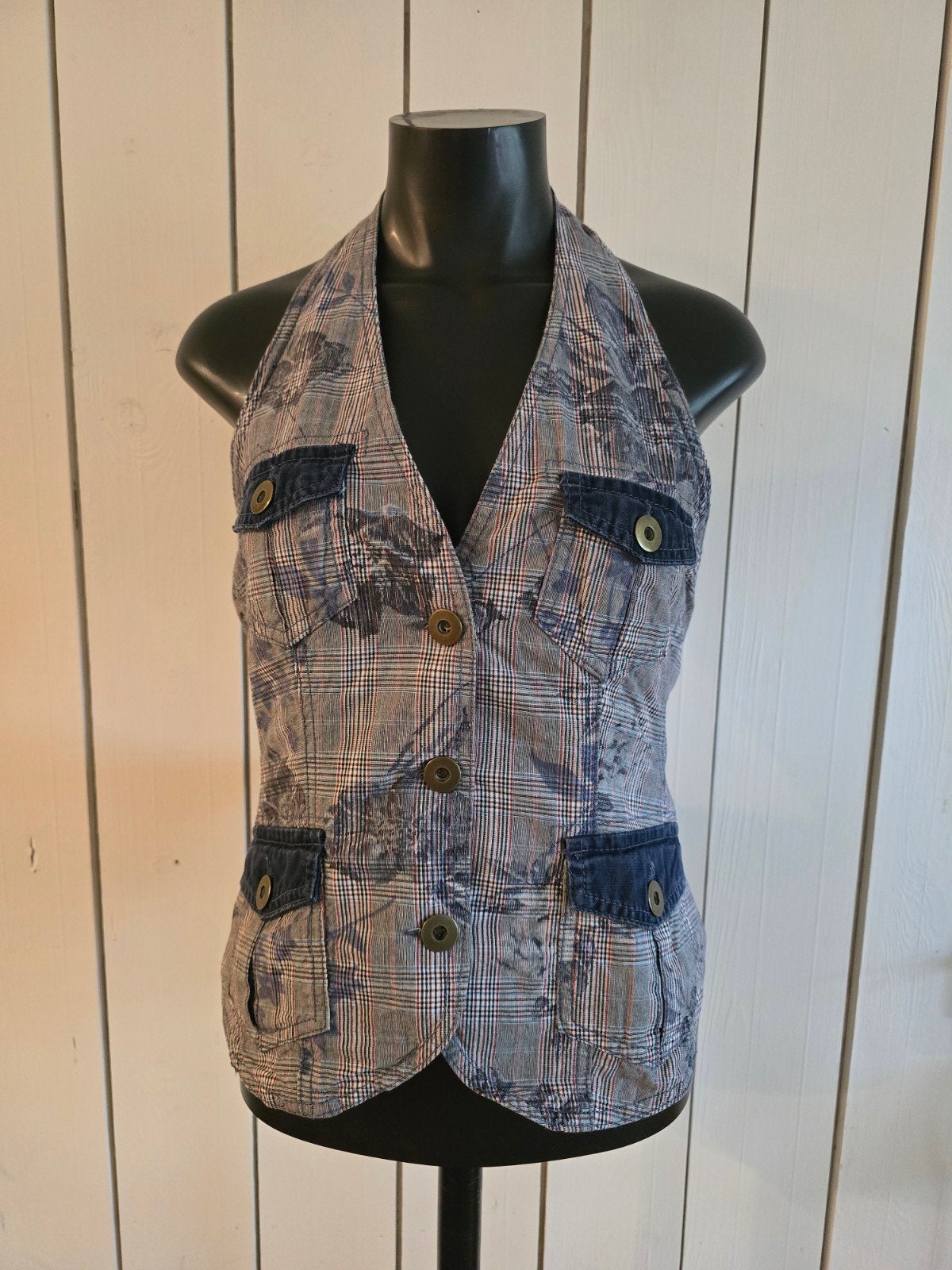 Miss Etam Halter gilet maat 44, Blauw, Maat 42/44 (L), Ophalen of Verzenden, Zo goed als nieuw