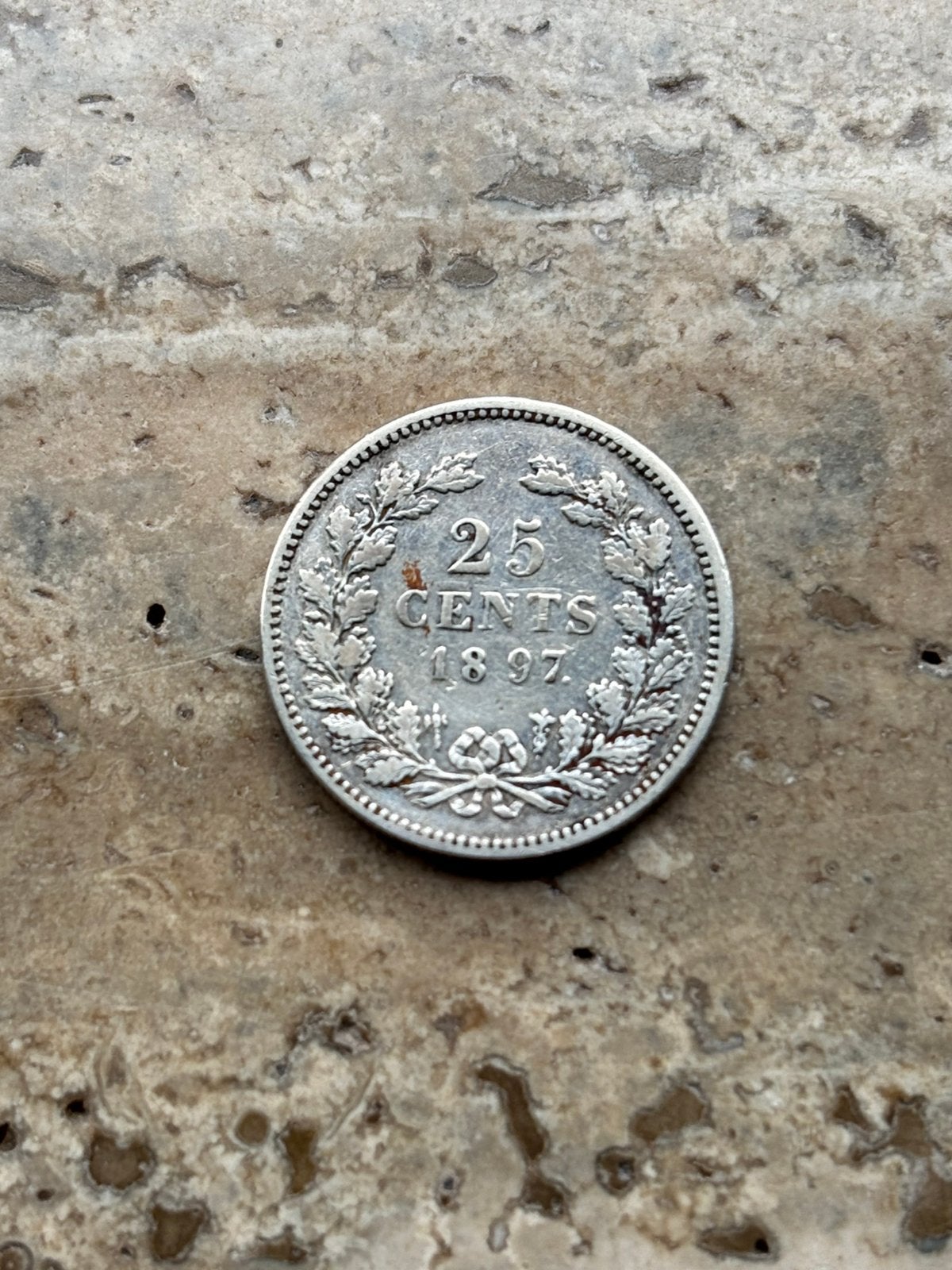 25 cent 1897 Wilhelmina , mooie kwaliteit , zilver, Postzegels en Munten, Munten | Nederland, Ophalen of Verzenden, Koningin Wilhelmina