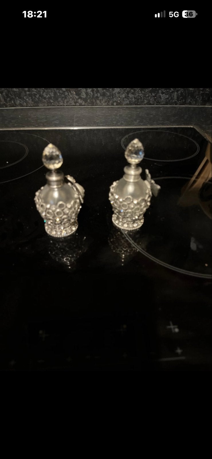 Clayre en eef Deco parfumfl met kristallen dop (set van 2), Ophalen of Verzenden