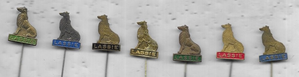 7 X LASSIE COLLIE HONDEN DIEREN SPELDEN, Ophalen of Verzenden, Gebruikt, Dier of Natuur, Speldje of Pin