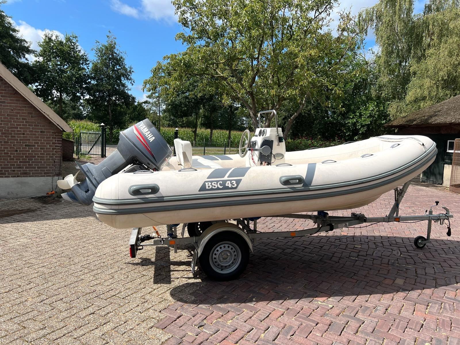 rib / rubberboot bsc 43 yamaha 70 pk 2takt, Watersport en Boten, Rubberboten, Ophalen, Buitenboordmotor, Yamaha