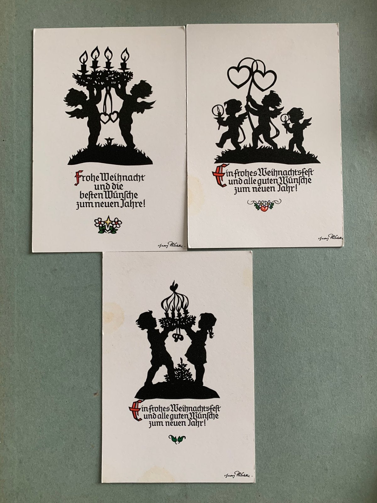 Kerst - silhouetkaarten, Ophalen of Verzenden, Ongelopen, Feest(dag)