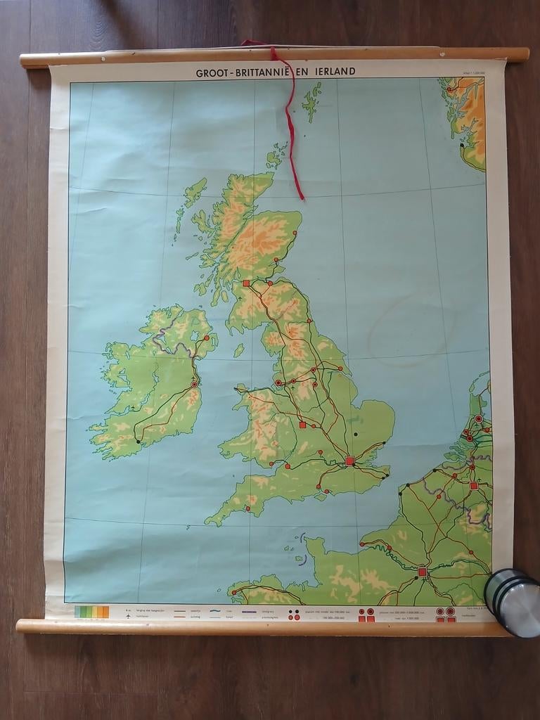 Schoollandskaart Groot-Brittannië en Ierland, Boeken, Atlassen en Landkaarten, Gelezen, Verenigd Koninkrijk, Ophalen of Verzenden