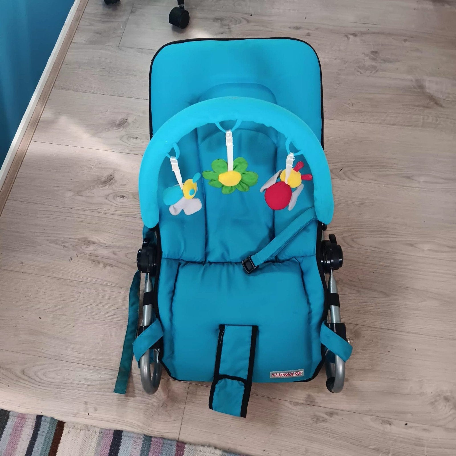 Topmark blauwe wipstoel met 3 hangers, Ophalen, Gebruikt, Verstelbaar, Wipstoel