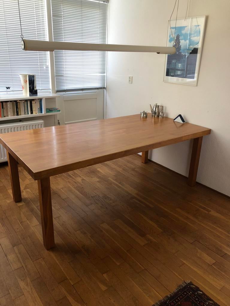 Massief eiken eettafel, Ophalen, Eikenhout, 200 cm of meer, 50 tot 100 cm