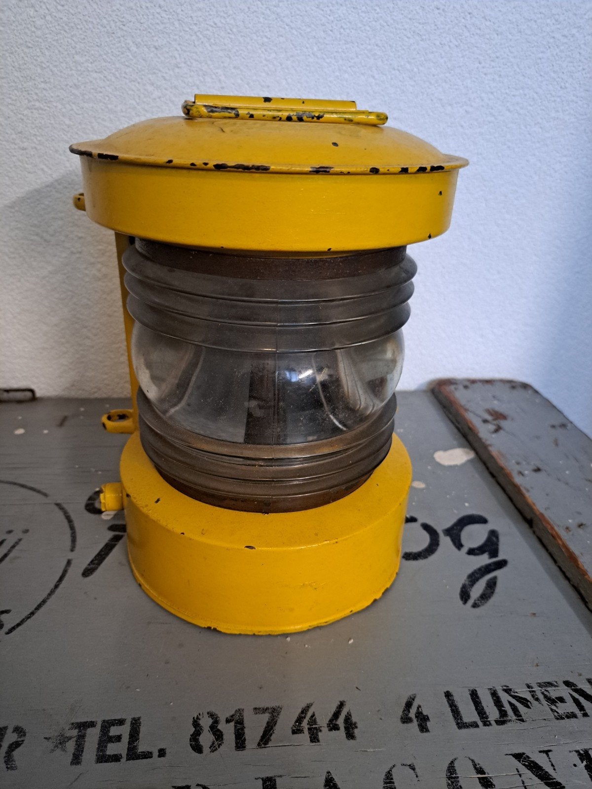 Vintage Gele Scheepslamp 'Toplight' - Maritieme Decoratie, Ophalen of Verzenden