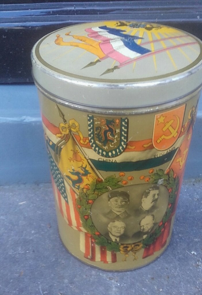 bevrijdingsblik 24,5 cm hoog blik 1939 - 1945 herdenking WO2, Ophalen of Verzenden, Gebruikt, Overige, Overige merken