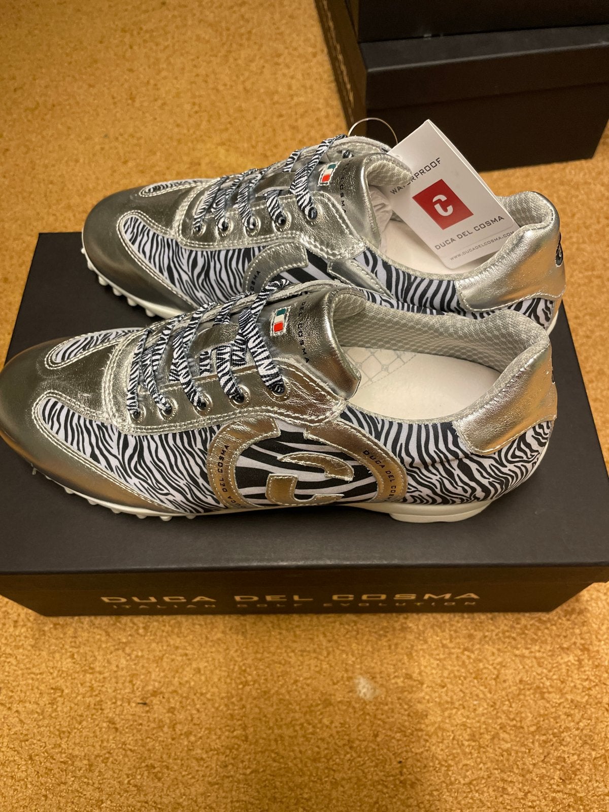 Duca del Cosma golfschoenen dames, maat 38, zilver/zebra, ., Sportschoenen, Nieuw, Ophalen of Verzenden