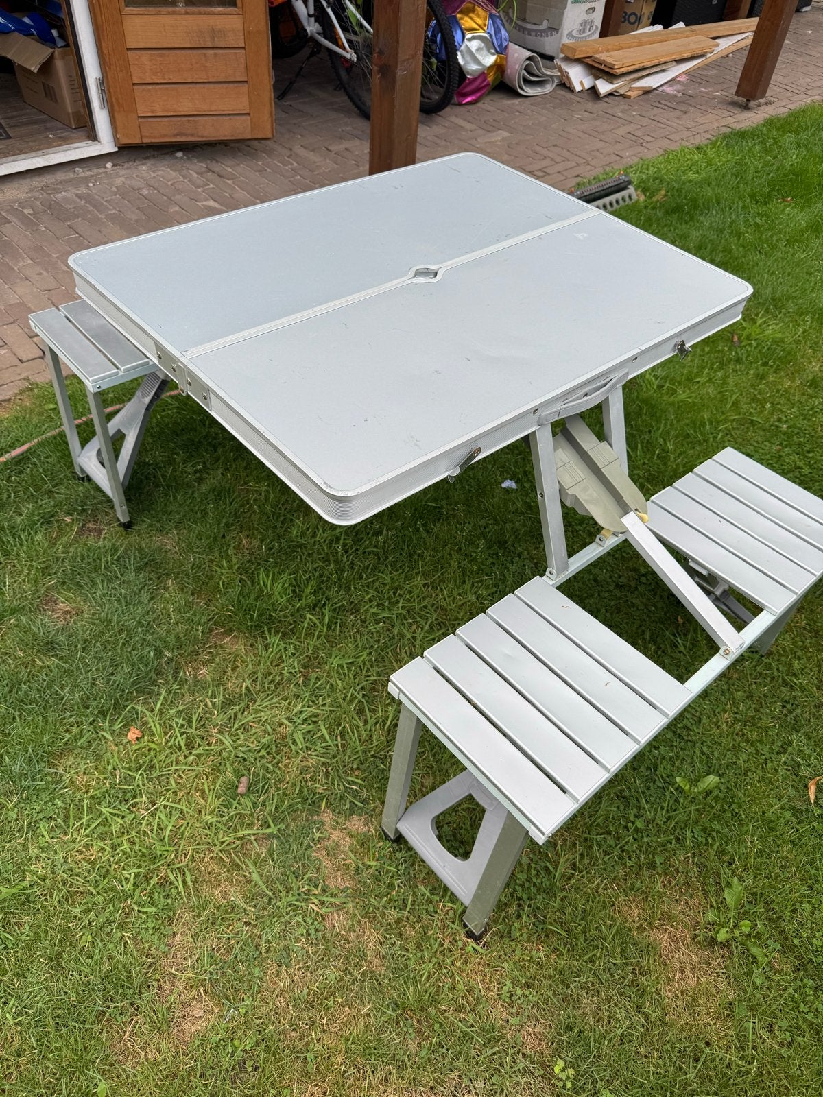 Picknicktafel voor kinderen - Aluminium, opvouwbaar, Caravans en Kamperen, Kampeermeubelen, Ophalen, Gebruikt, Campingtafel