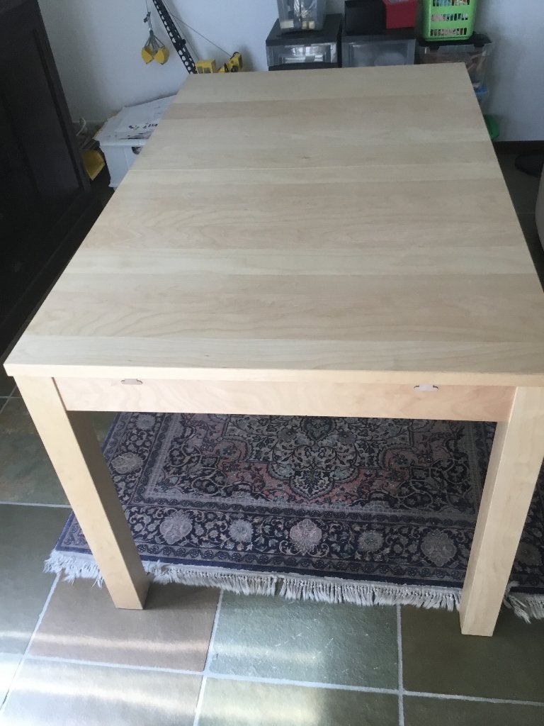 Massief houten tafel uitschuifbaar, Huis en Inrichting, Tafels | Eettafels, Ophalen, 200 cm of meer, 50 tot 100 cm, Vijf personen of meer