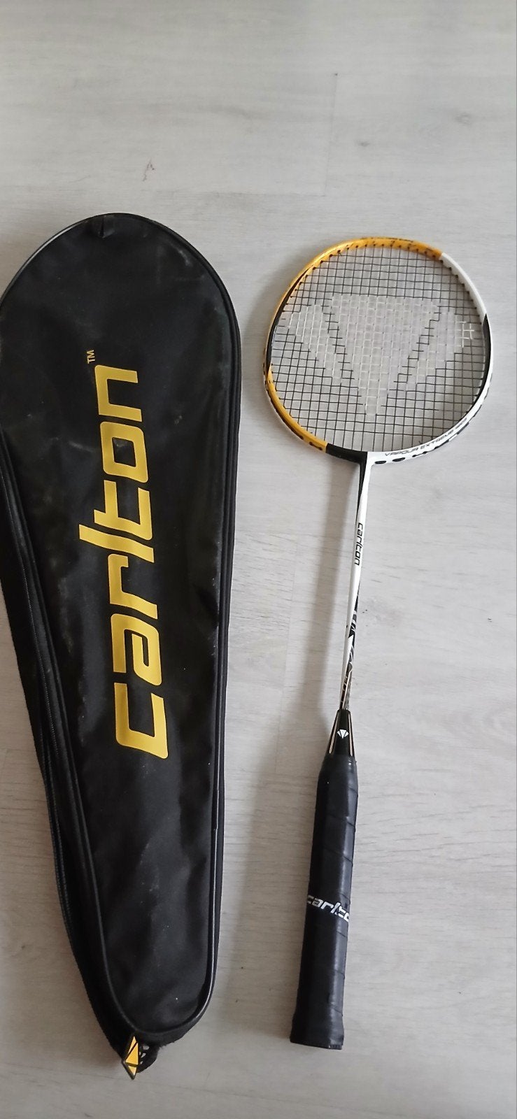 Carlton Vapour Extreme Rage badmintonracket met hoes, Sport en Fitness, Ophalen of Verzenden, Gebruikt, Racket(s)