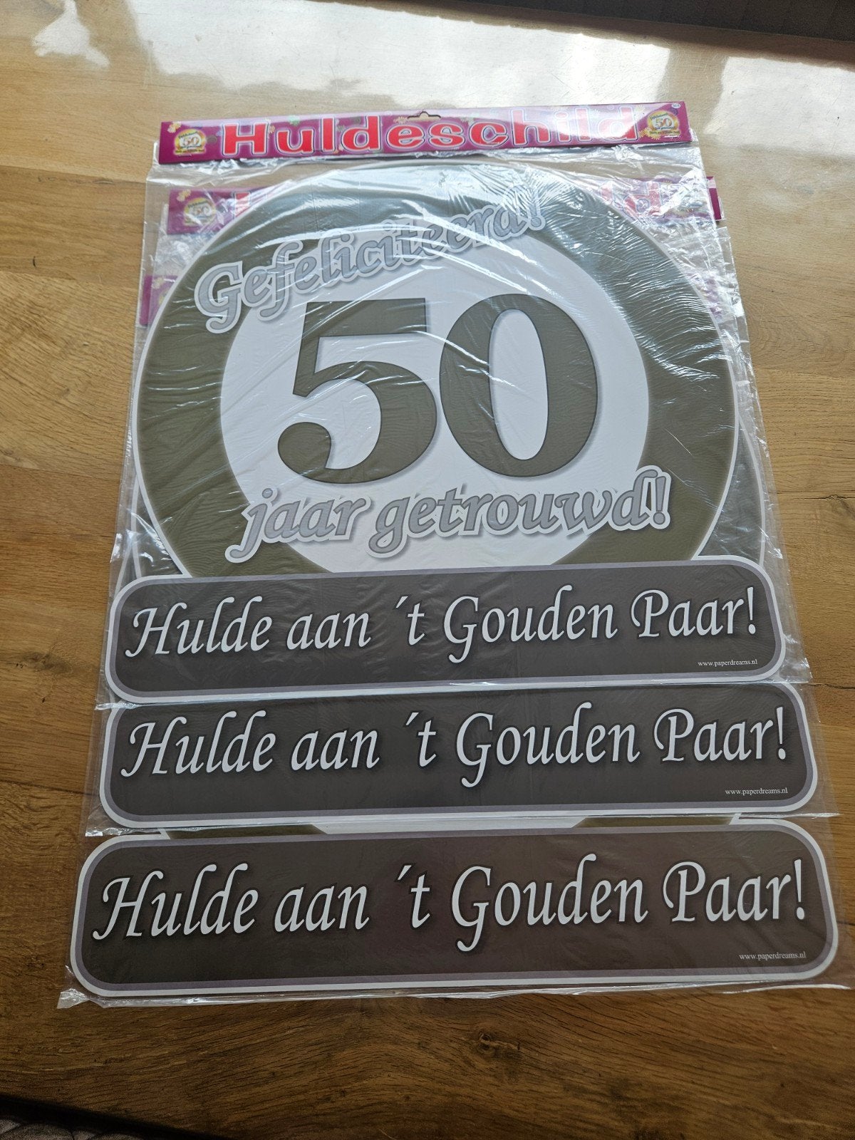 3x Huldeschild 50 jaar getrouwd - Gouden Paar, Ophalen, Nieuw, Versiering, Geboorte of Huwelijk