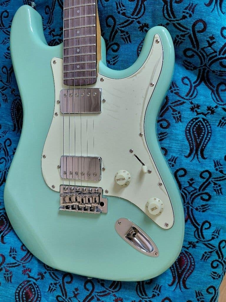 Elektrische gitaar, prodipe, stratocadter ST 80 surf green, Muziek en Instrumenten, Ophalen, Zo goed als nieuw, Solid body, Overige merken