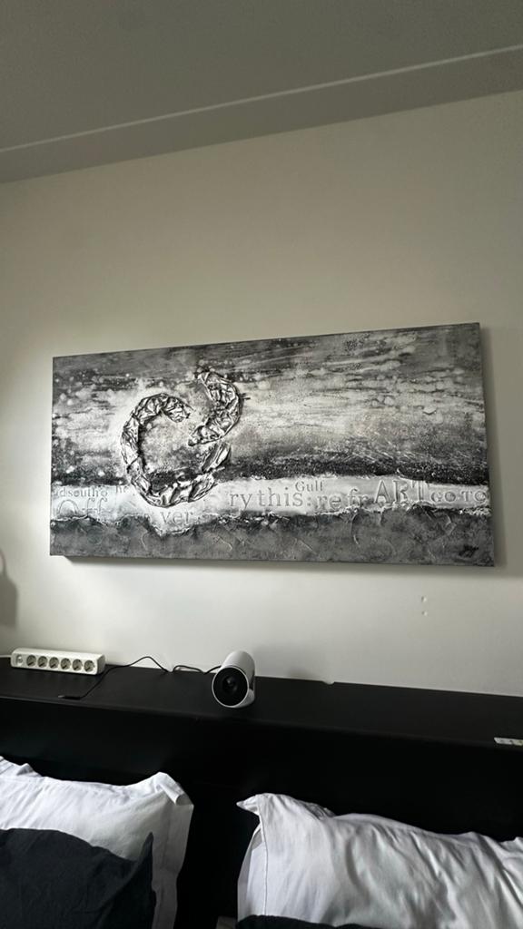 Modern kunstwerk: Zwart-wit reliëf schilderij, Ophalen of Verzenden