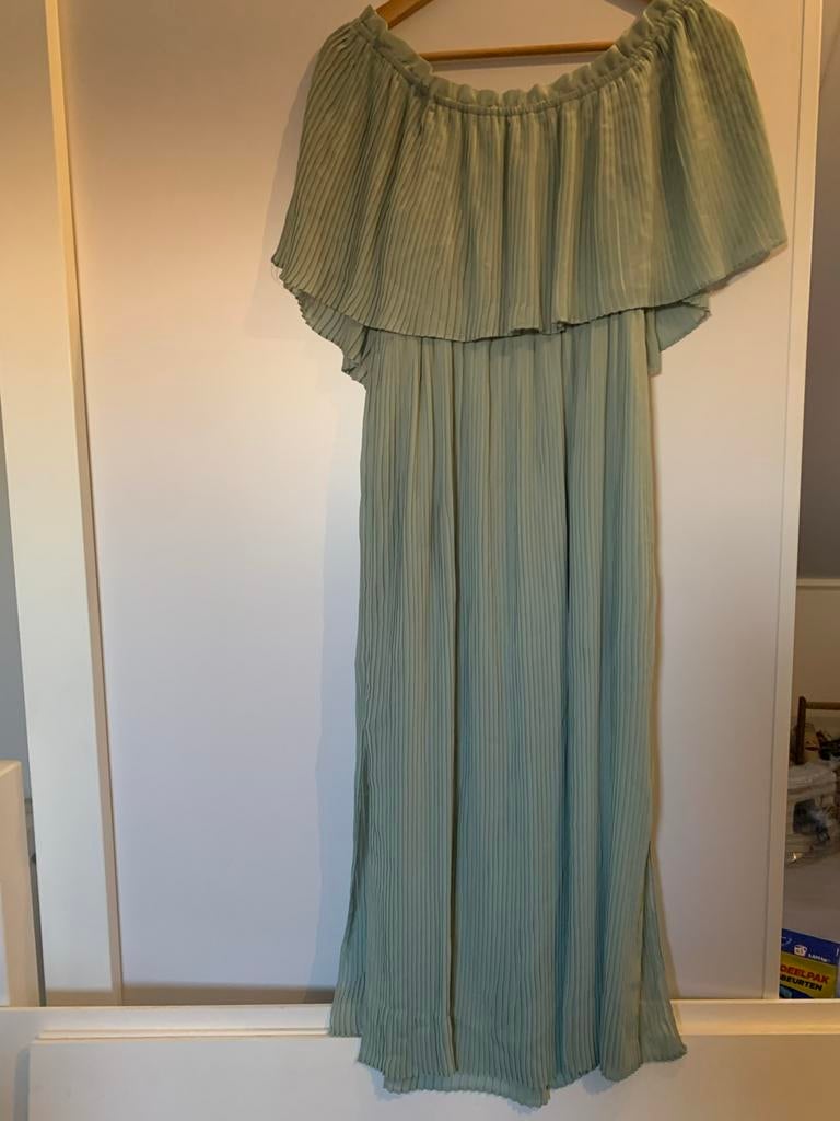 Zara geplooide maxi jurk in mintgroen, Ophalen of Verzenden, Zo goed als nieuw, Maat 36 (S), Onder de knie