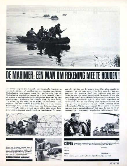 5 vintage advertenties Koninklijke Marine 1966-71 leger, Verzamelen, Ophalen of Verzenden, Marine, Nederland, Boek of Tijdschrift