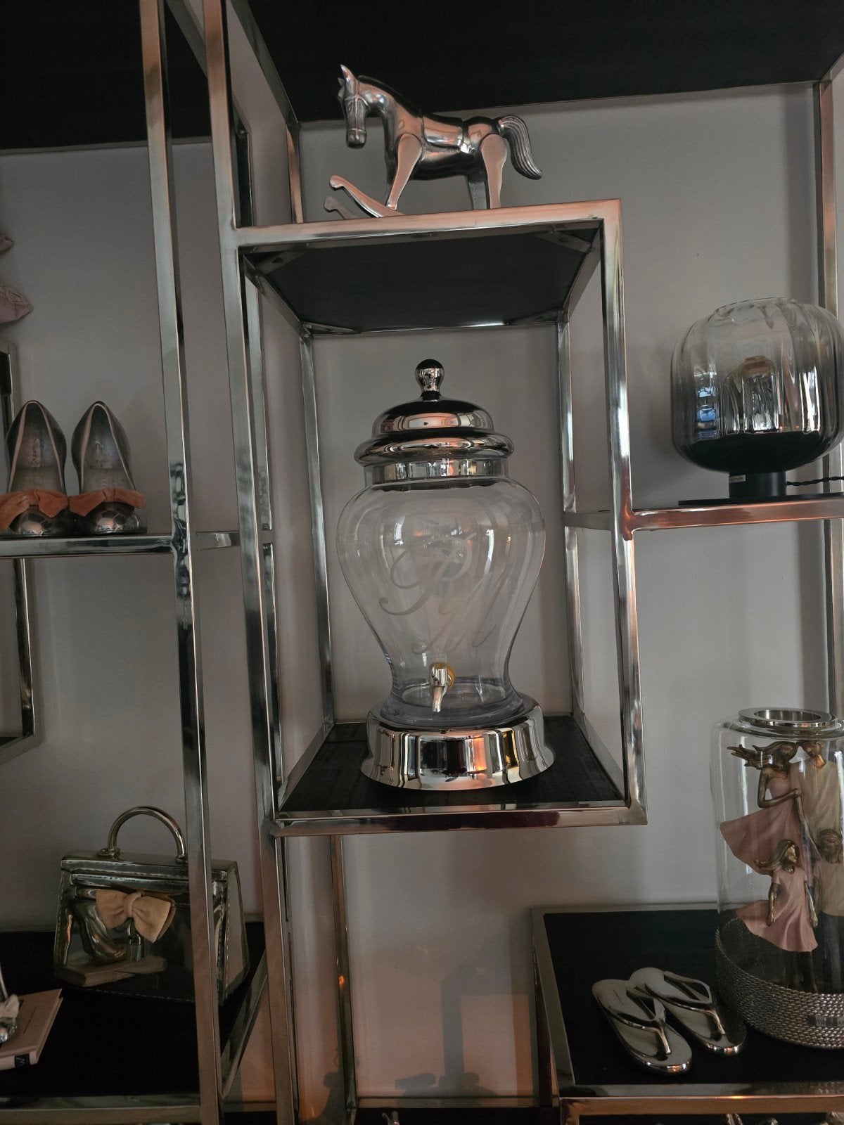Zeldzame Riviera Maison Limonade Dispenser, Ophalen, Glas, Zilver, Landelijk