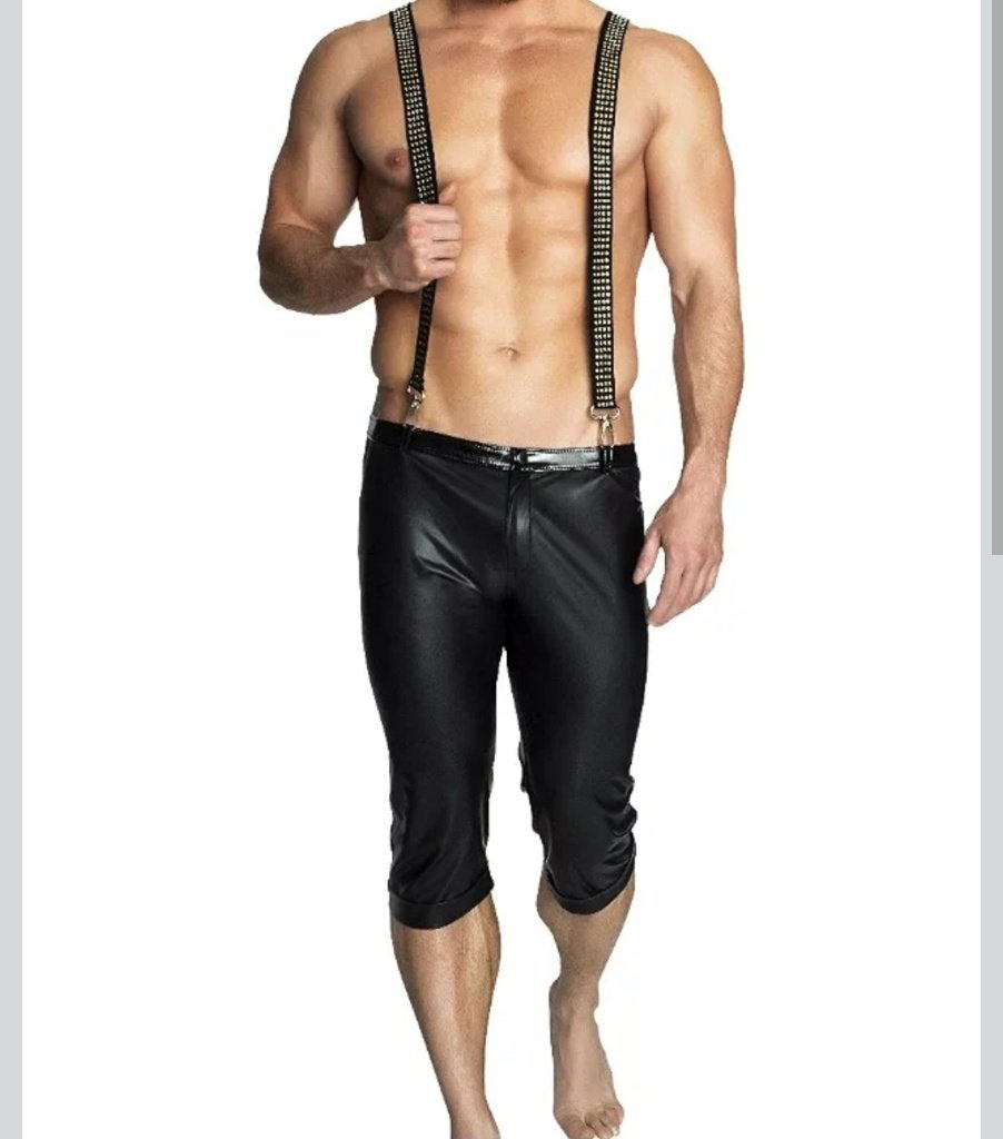 NOIR HANDMADE H037 PU Bermuda Zip en Suspenser shorts broek, Noir Handmade, Maat 48/50 (M), Zwart, Ophalen of Verzenden