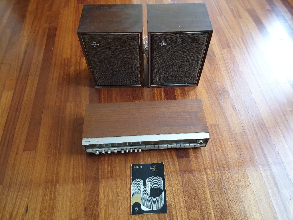 Philips stereo receiver-versterker met boxen, Gebruikt, Ophalen, Overige merken, Minder dan 60 watt