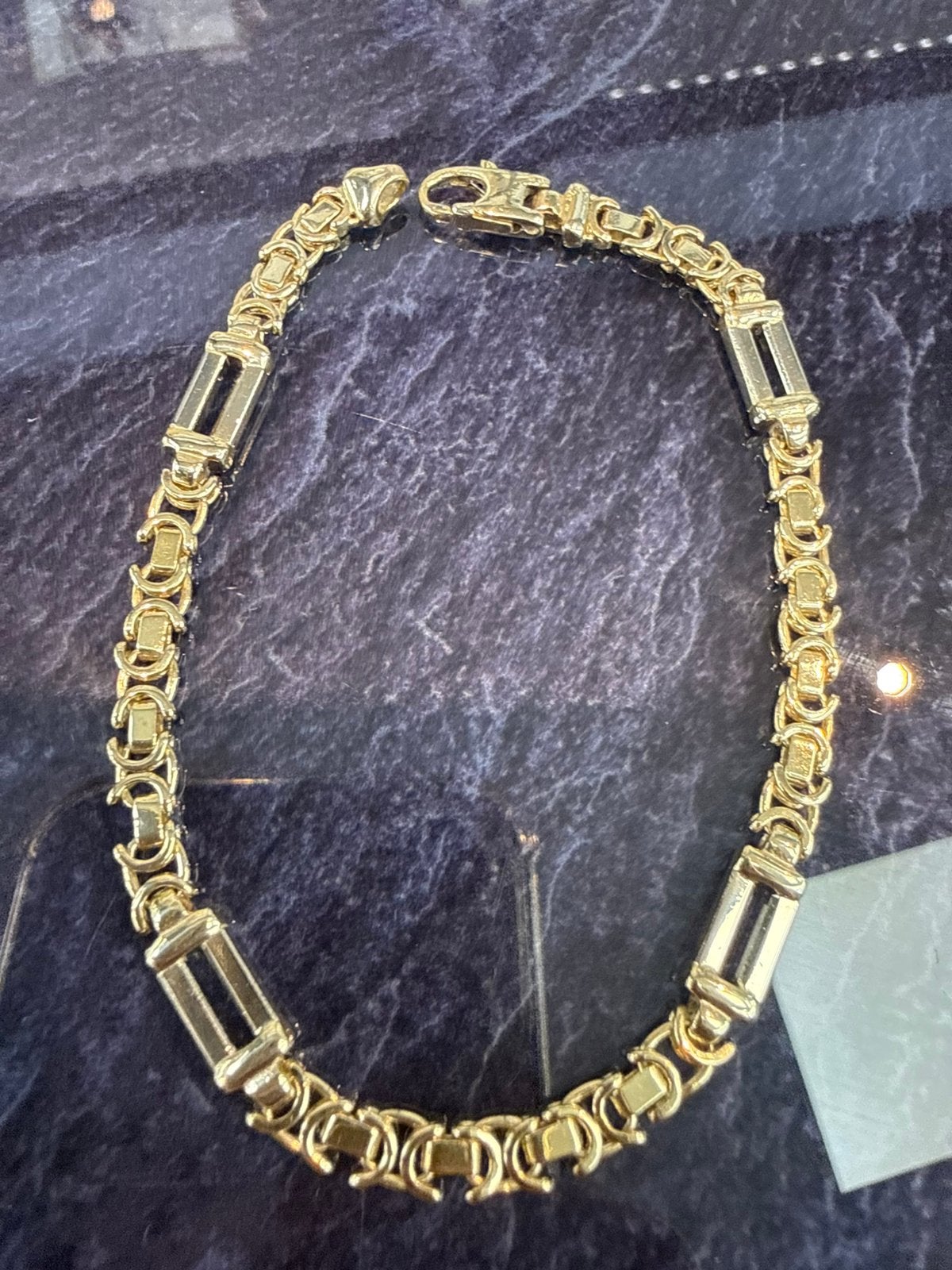 Prachtige 14 karaats gouden massieve platte koningsarmband, Sieraden, Tassen en Uiterlijk, Armbanden, Ophalen of Verzenden, Goud