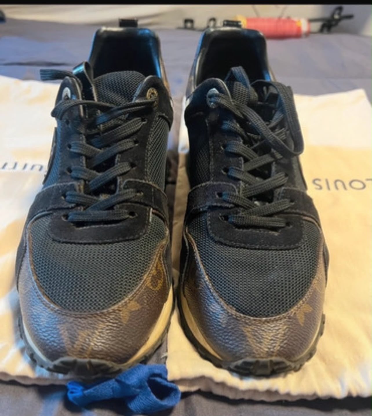 Louis Vuitton Sneakers Zwart Monogram Canvas Maat 39, Ophalen, Gedragen, Zwart, Sneakers of Gympen