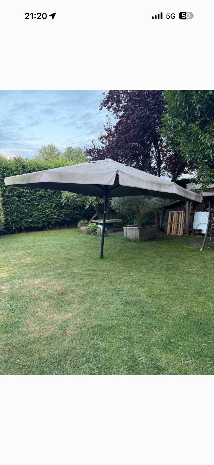 4x4 Horeca Parasol 2x met Lier - Perfect voor Terras, Ophalen of Verzenden, Gebruikt, Meer dan 4 meter, Stokparasol