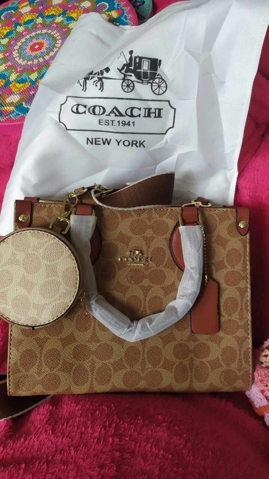 Coach Nieuwe Moderne Tote Bag met Pochette - Bruin Mono, Sieraden, Tassen en Uiterlijk, Tassen | Damestassen, Ophalen of Verzenden