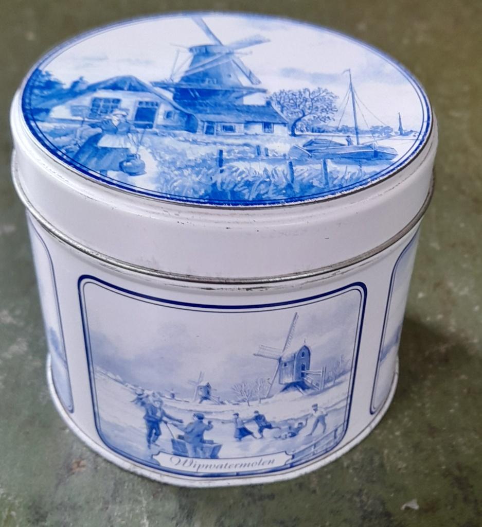 Stroopwafelblik - Delfs blauw - molens, Verzenden, Gebruikt, Koek(jes)