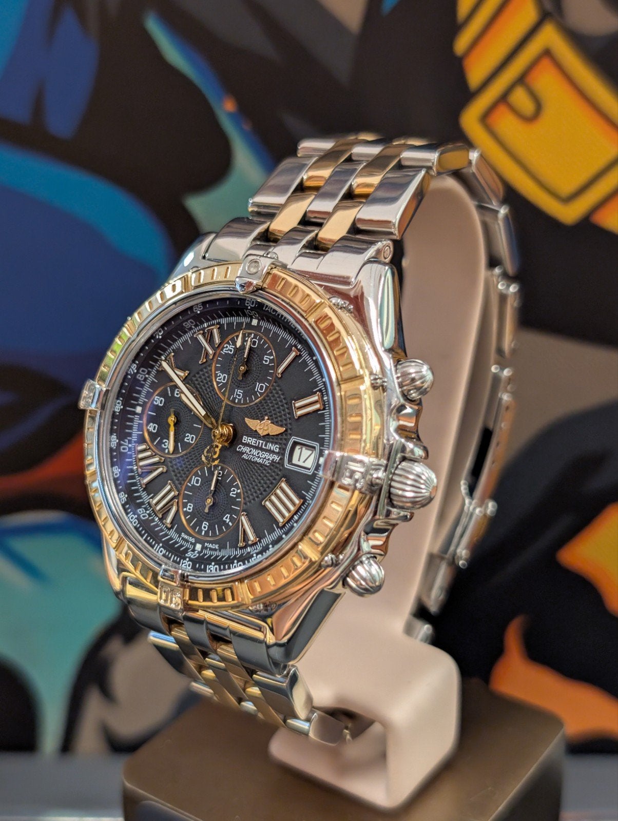 Breitling Crosswind D13055 zwarte wijzerplaat, Sieraden, Tassen en Uiterlijk, Horloges | Heren, Ophalen of Verzenden, Zo goed als nieuw